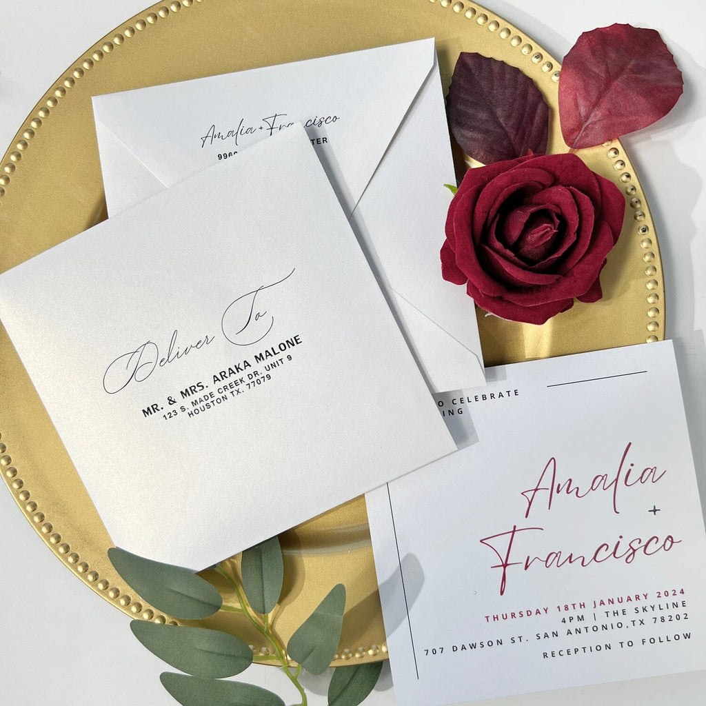 Burgundy Laser Cut Wedding Invitation Set, Lace Pocket Wedding Invitations, Printable Monogram Classic Invites Wedding Ceremony Supplies Picky Bride