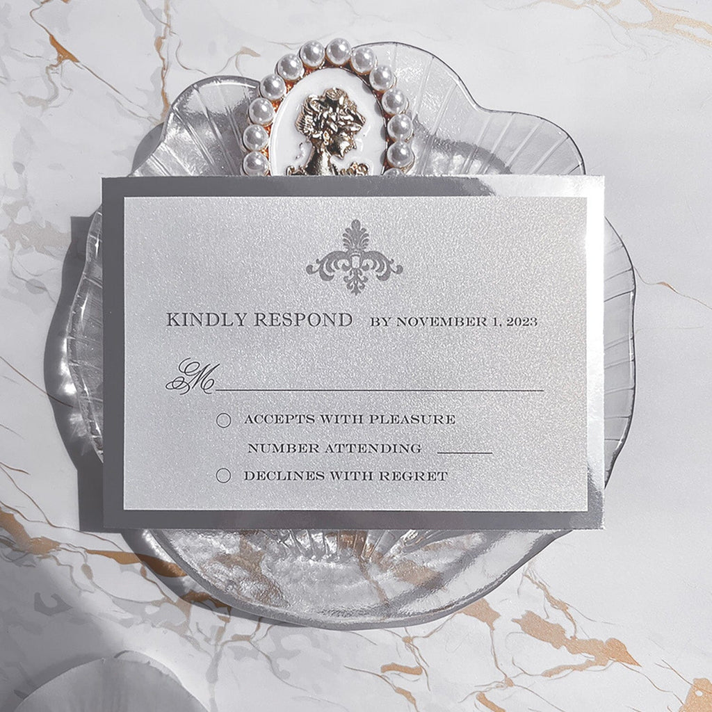 Diamond Glitter Pink Wedding Invitations, Luxury Blush and Silver Double-layer Invites, Gold Foil Boxed Invitation with RSVP Picky Bride