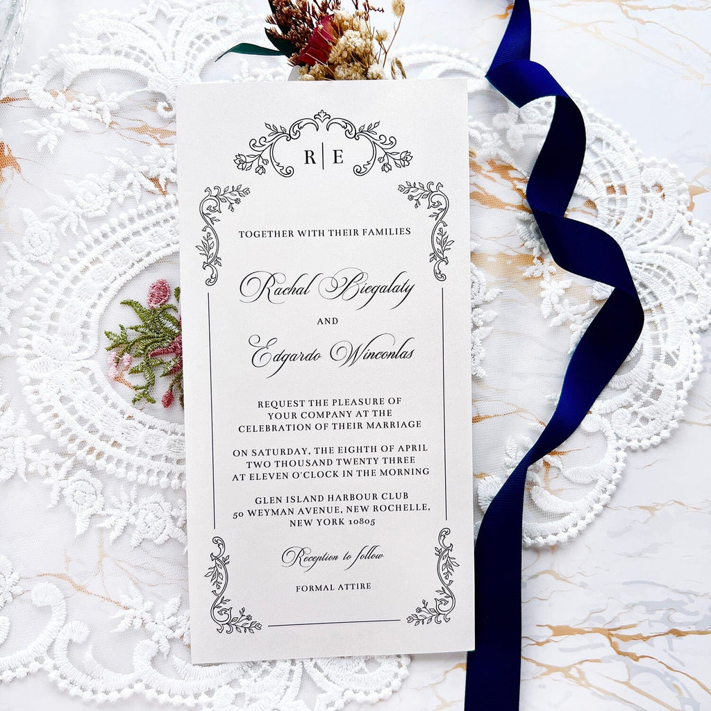 Laser Cut Flower Wedding Invitations, Lace Gate-Fold Invitation Cards, Personalized Wedding Cards with RSVP Wedding Ceremony Supplies Picky Bride