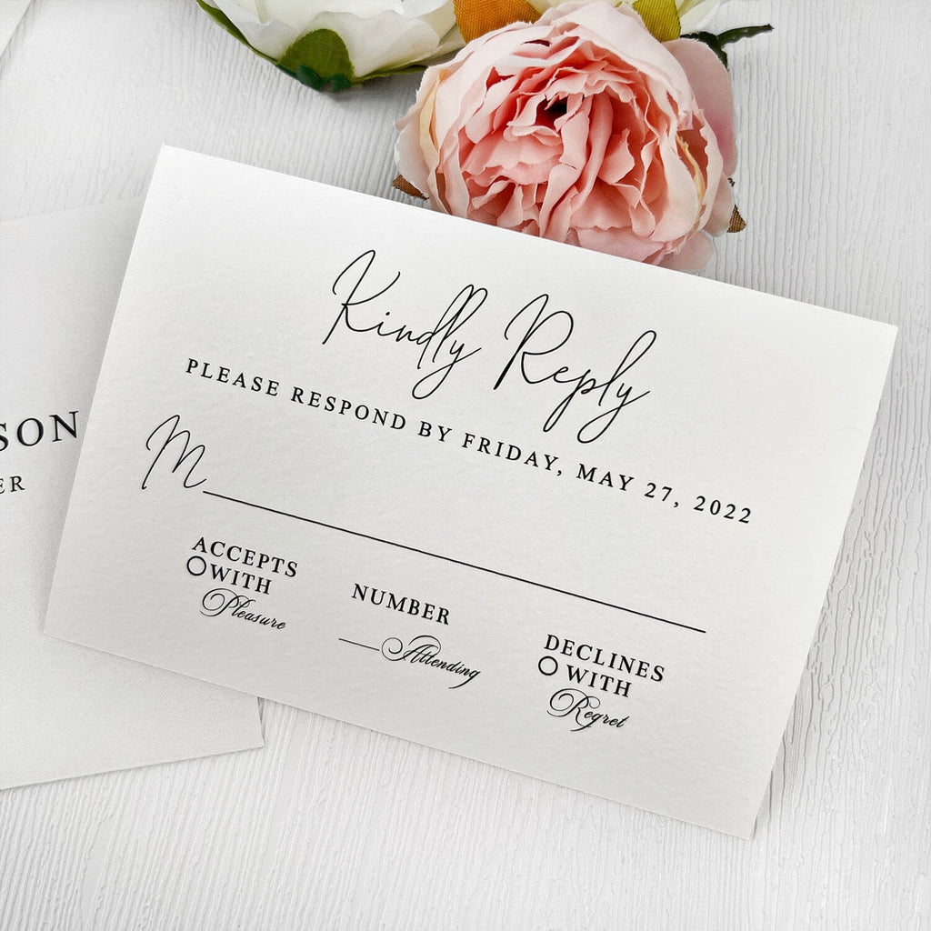 Navy Blue and Pink Botanical Vellum Wedding Invitations, Boho Garden Floral Wrap Invites with Personalized Wax Seal, Minimalist Design and RSVP Wedding Ceremony Supplies Picky Bride