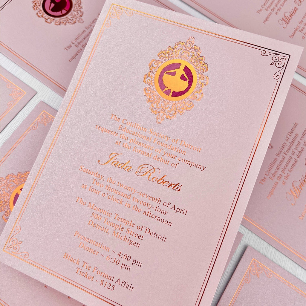 Pink and Rose Gold Party Invitations, Elegant Bow Invitation with Hand Torn Silk Ribbon, Vellum Jacket Invites For Wedding and Birthday Party etc. Wedding Ceremony Supplies Picky Bride
