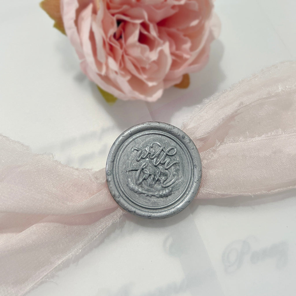 Silver Mirror Wedding Invitations Elegant, Grey Mirror Acrylic Invitations, Luxury Wedding Card with Pink Handmade Chiffon Ribbons Wedding Ceremony Supplies Picky Bride