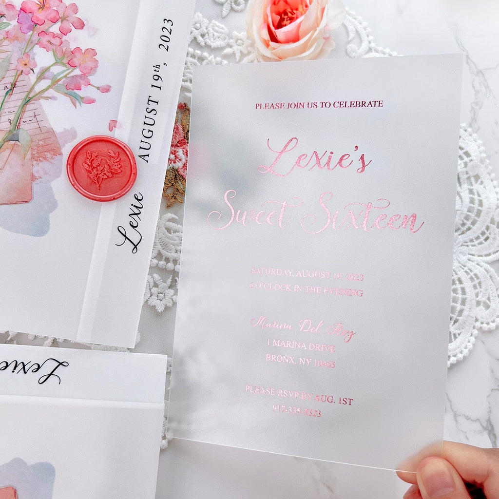 Sweet Sixteen Invitations, 16th Birthday Invitation, Quinceanera Princess Invitation, Pink Flower Invite Cards Wedding Ceremony Supplies Picky Bride