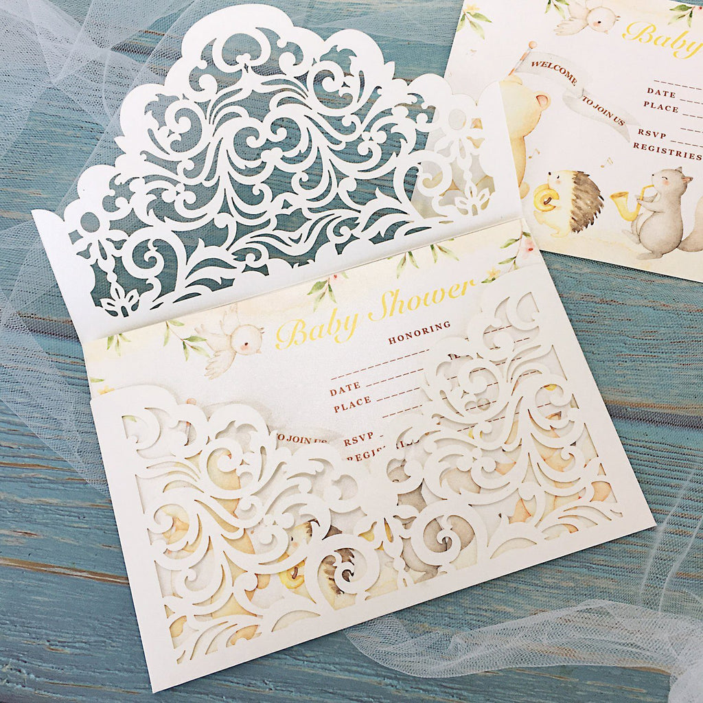 Baby Shower Invitations, Woodland Animals with Envelopes, Blank Fill in 5x7 Cards, Perfect for Baby Boys and Baby Girls Picky Bride