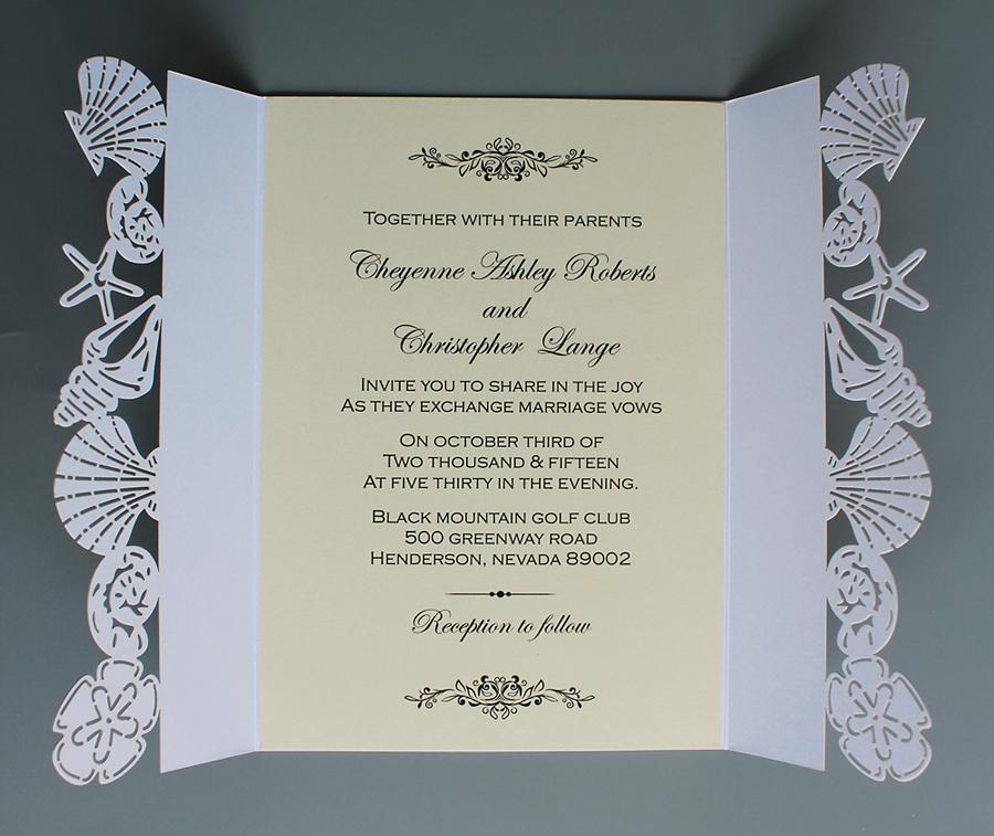 Beach Wedding Invitation with Shells Starfish Design by Picky Bride Picky Bride