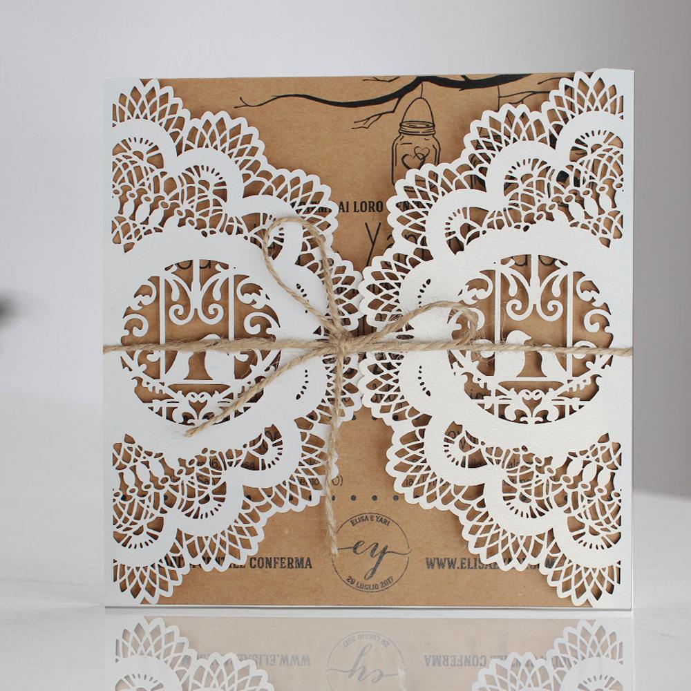 Birdcage Vintage Kraft Paper Invitations Wedding Invite Cards Picky Bride