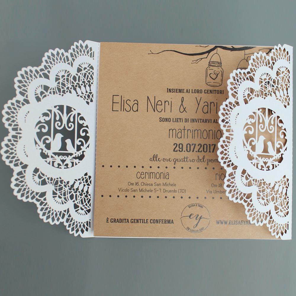 Birdcage Vintage Kraft Paper Invitations Wedding Invite Cards Picky Bride