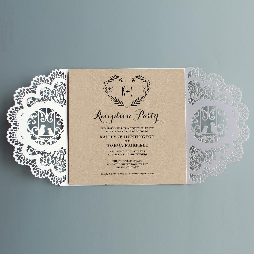Birdcage Vintage Kraft Paper Invitations Wedding Invite Cards Picky Bride