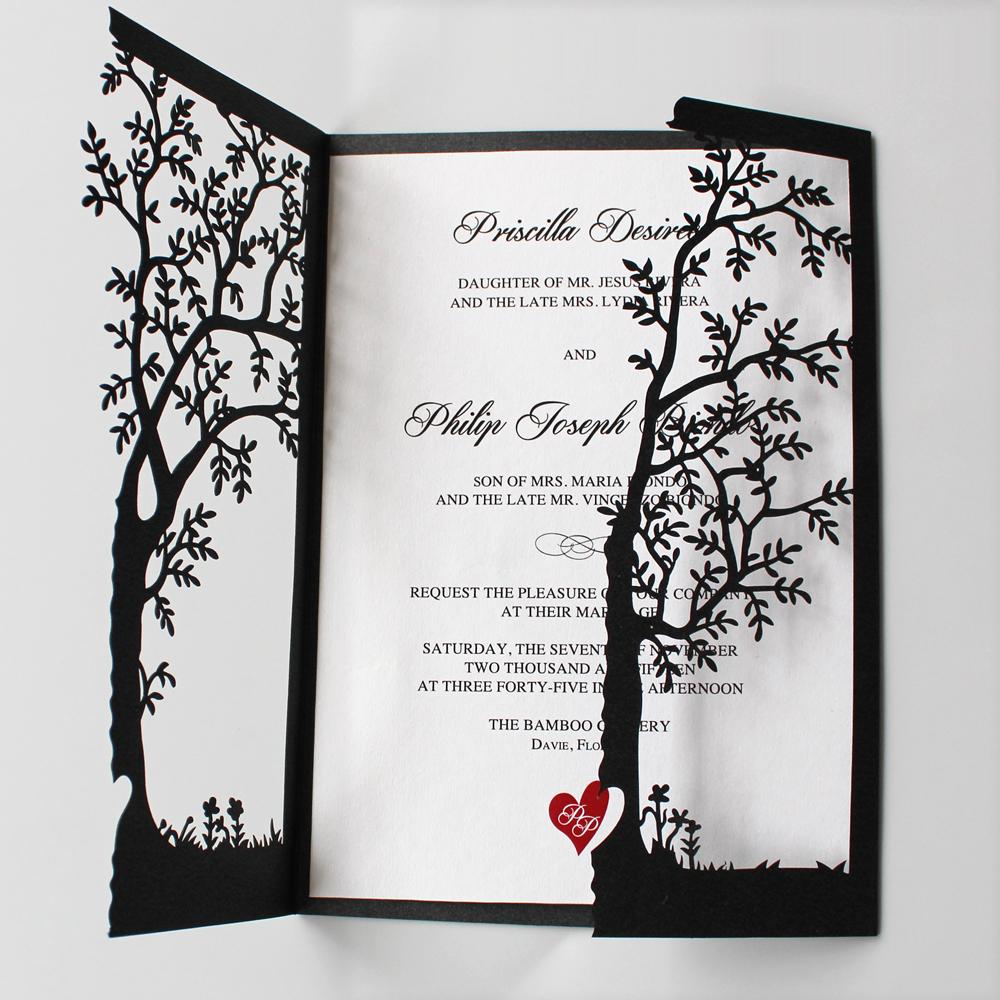 Black Tree Invitations, Red Heart Wedding Invite Cards Picky Bride 