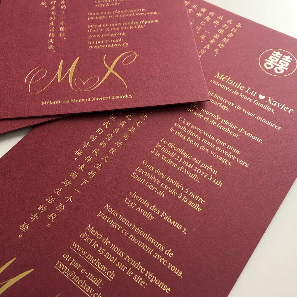 Burgundy and Gold Wedding Invitations with Gold Foil Printing, Laser Cut Floral Invites, Customized Wedding Wording, Wax Seals Picky Bride