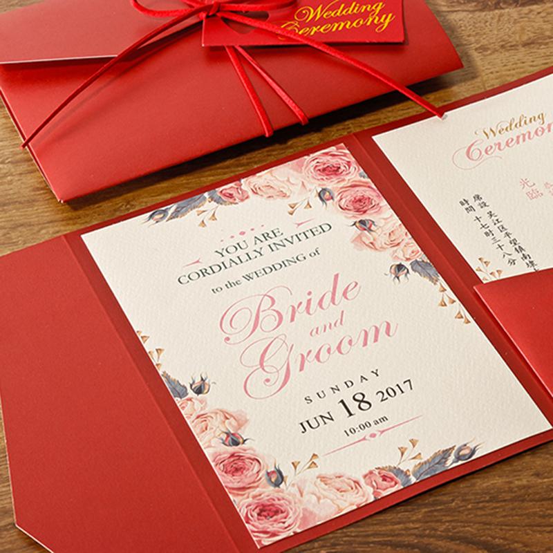Chinese Pocket Wedding Invitation Cards, Red Wedding Invite Picky Bride