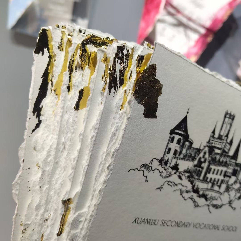 Custom Gold Deckled Edge Wedding Invitations, Handmade Torn Edge Luxury Invites Picky Bride