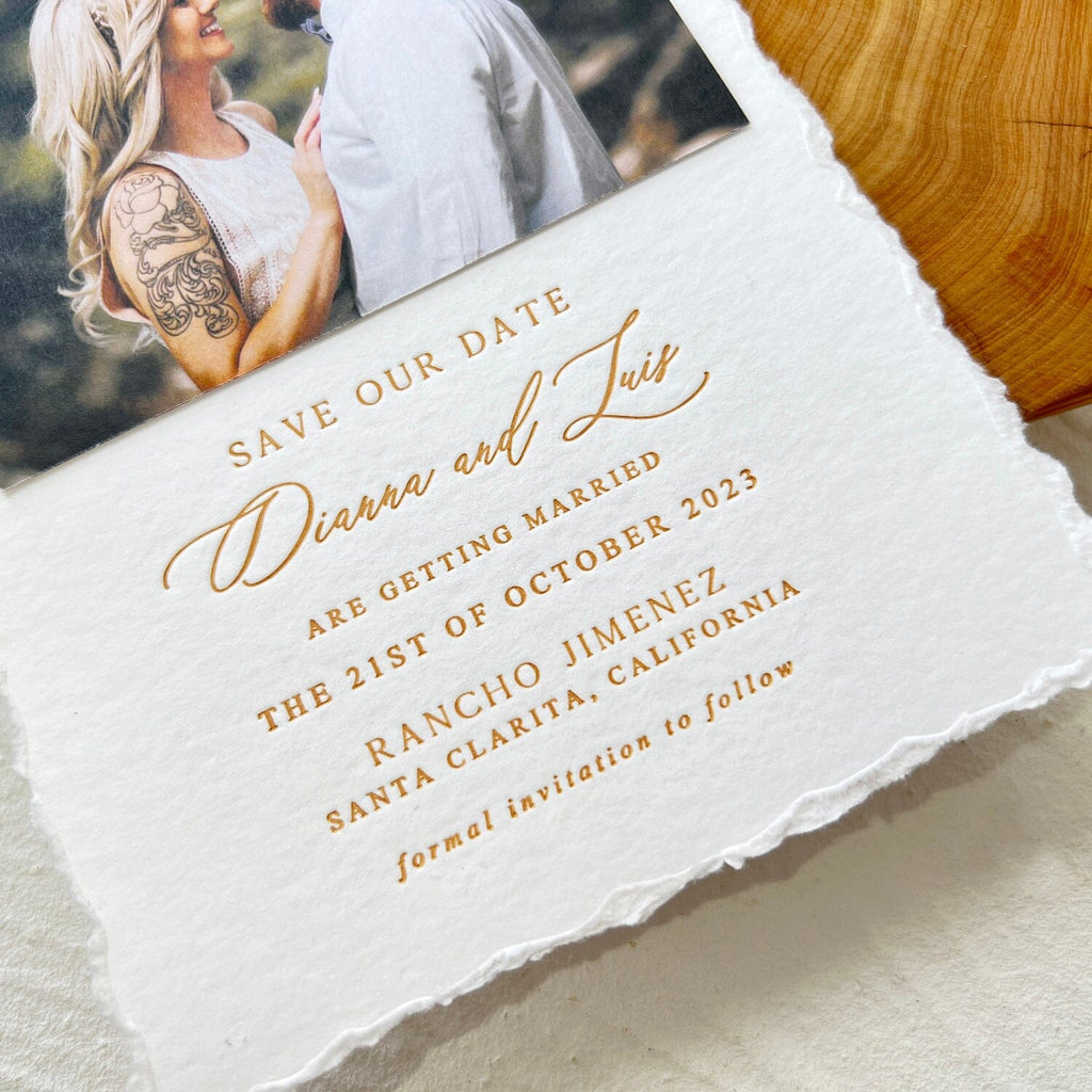 Deckle Edge Photo Wedding Invitation, Letterpress Printing Invitations, Hand Torn Edges Invites with Wax Seal Wedding Ceremony Supplies Picky Bride