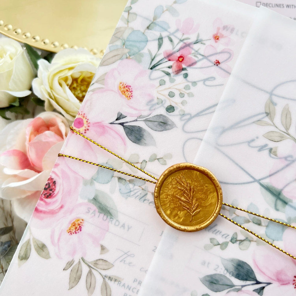 Elegant Blush Pink Wedding Invitation Suite, Wedding Ceremony Program with RSVP, Semi-Transparent Wedding Ceremony Supplies Picky Bride