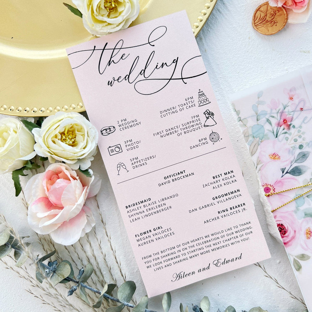 Elegant Blush Pink Wedding Invitation Suite, Wedding Ceremony Program with RSVP, Semi-Transparent Wedding Ceremony Supplies Picky Bride