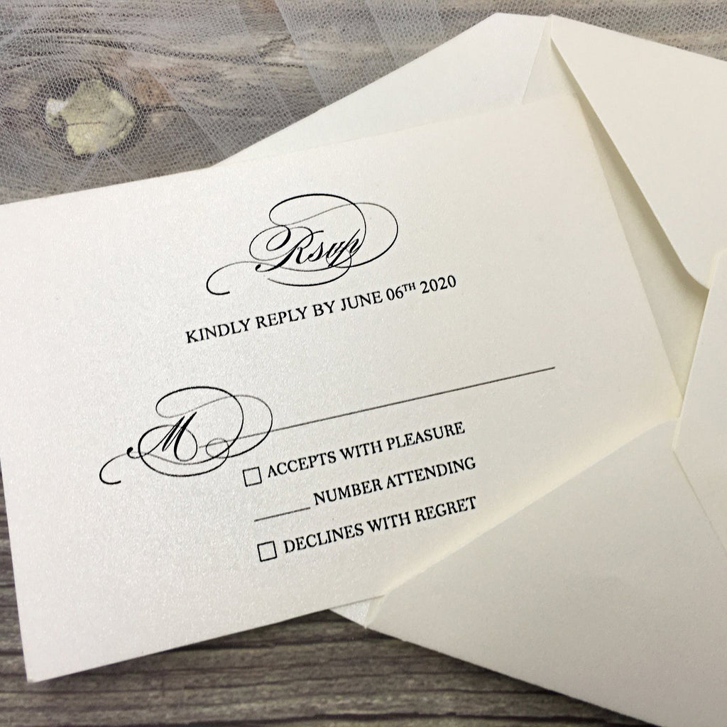 Elegant Ivory Wedding Cards Rose Laser Cut Invitations with RSVP Cards Picky Bride
