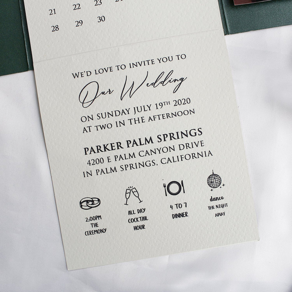 Emerald Green Pocket Wedding Invitations Modern Calligraphy Wedding Cards Customized Invitations with Photo Picky Bride