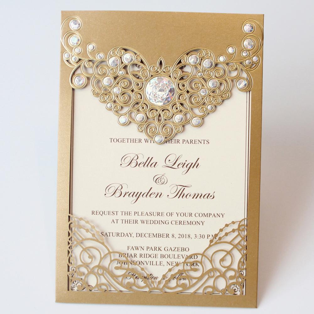 European Lace Wedding Invitation Gold PB2000-G Picky Bride