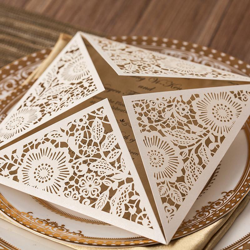 Floral Wedding Invitation Laser Cut Bridal Shower Invitation Cards - Set of 50 Picky Bride