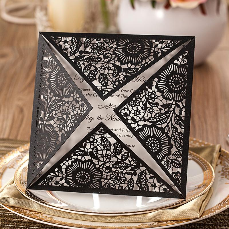 Floral Wedding Invitation Laser Cut Bridal Shower Invitation Cards - Set of 50 Picky Bride