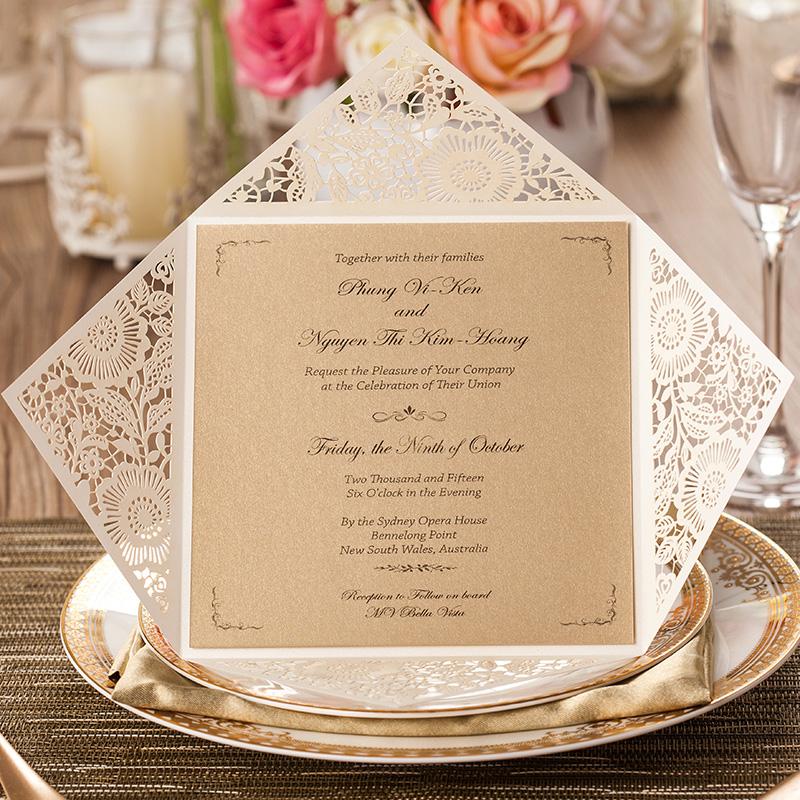 Floral Wedding Invitation Laser Cut Bridal Shower Invitation Cards - Set of 50 Picky Bride