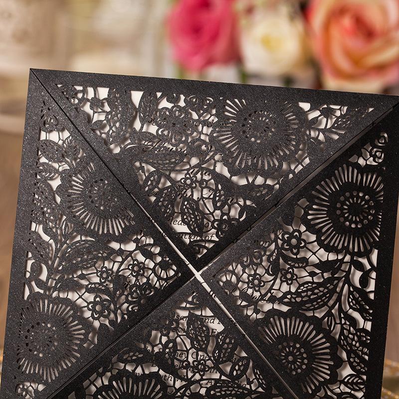 Floral Wedding Invitation Laser Cut Bridal Shower Invitation Cards - Set of 50 Picky Bride