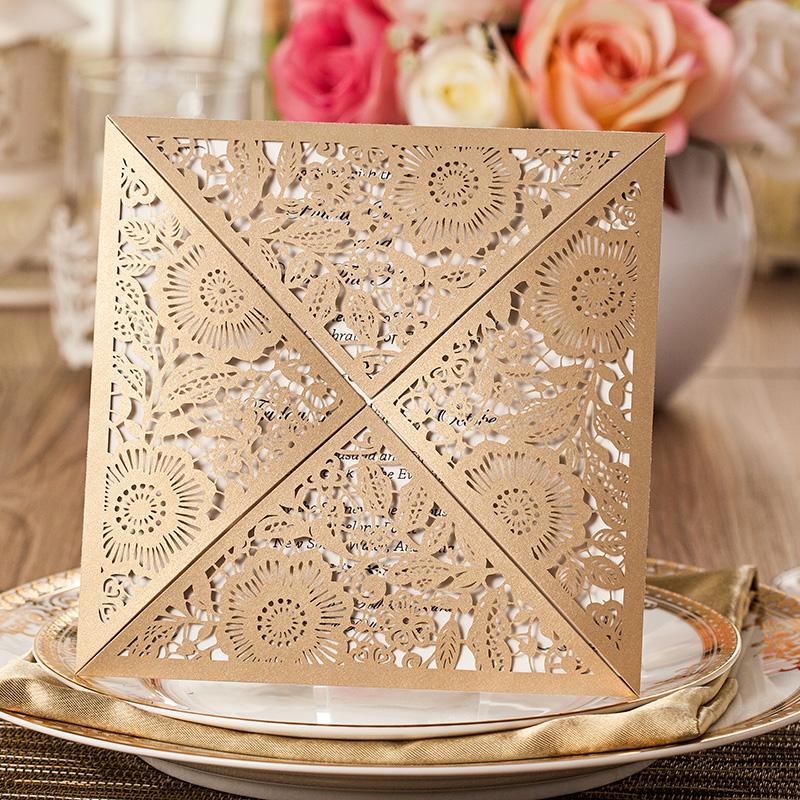 Floral Wedding Invitation Laser Cut Bridal Shower Invitation Cards - Set of 50 Picky Bride