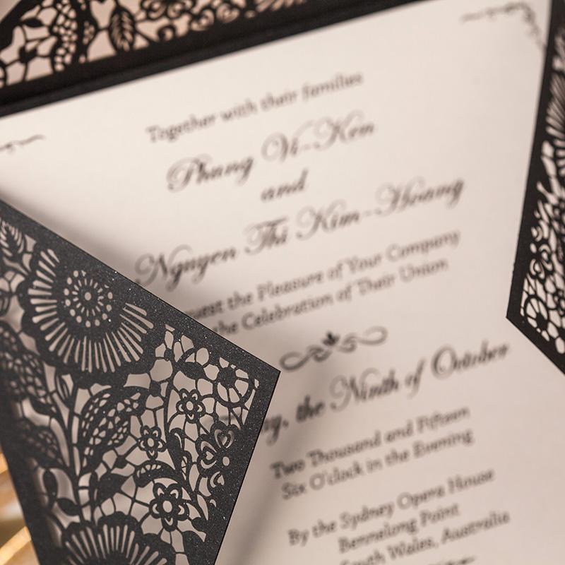 Floral Wedding Invitation Laser Cut Bridal Shower Invitation Cards - Set of 50 Picky Bride 
