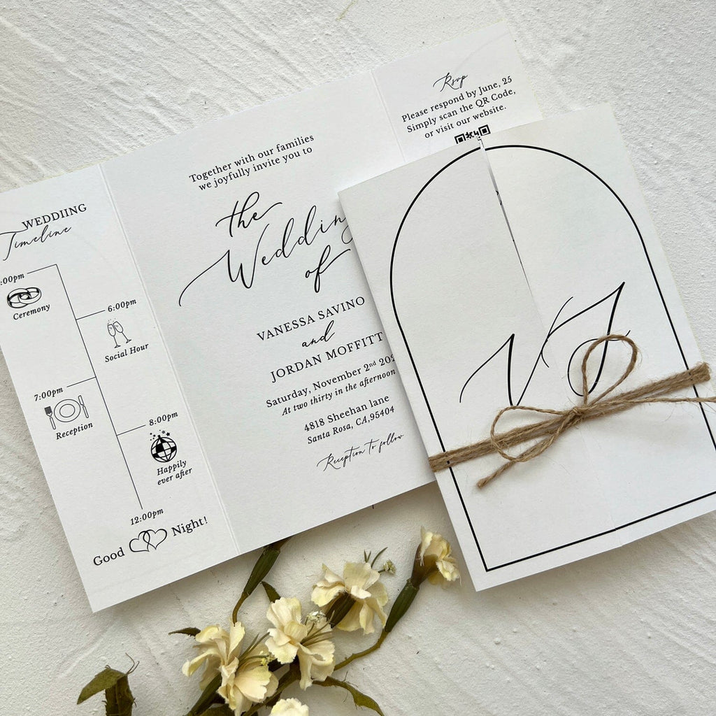 Gate fold Wedding Invitation, Modern Folded Wedding Invite, Tri-fold Card Wedding Ceremony Supplies Picky Bride