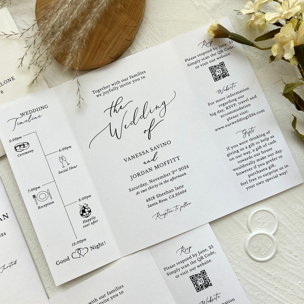 Gate fold Wedding Invitation, Modern Folded Wedding Invite, Tri-fold Card Wedding Ceremony Supplies Picky Bride