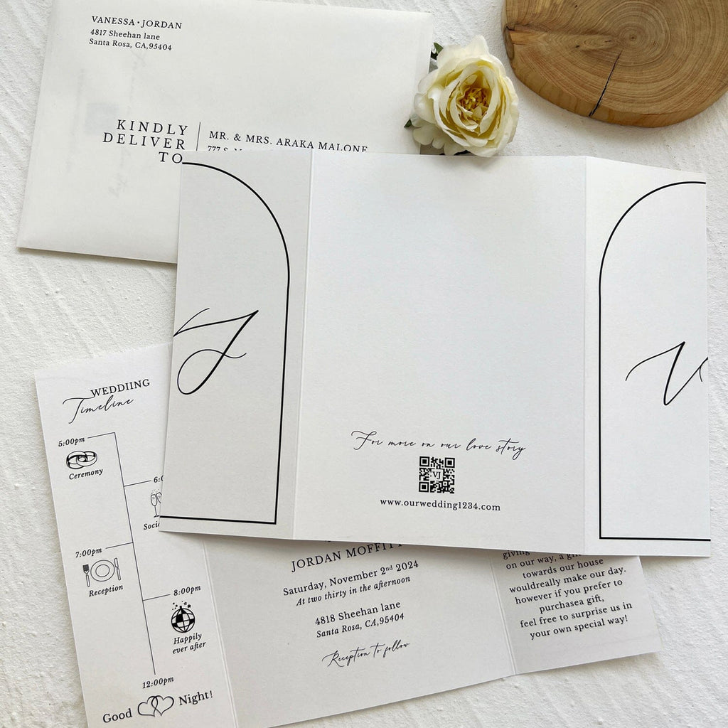 Gate fold Wedding Invitation, Modern Folded Wedding Invite, Tri-fold Card Wedding Ceremony Supplies Picky Bride 