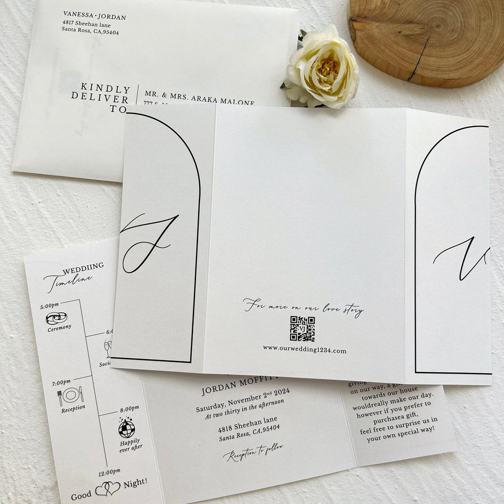 Gate fold Wedding Invitation, Modern Folded Wedding Invite, Tri-fold Card Wedding Ceremony Supplies Picky Bride