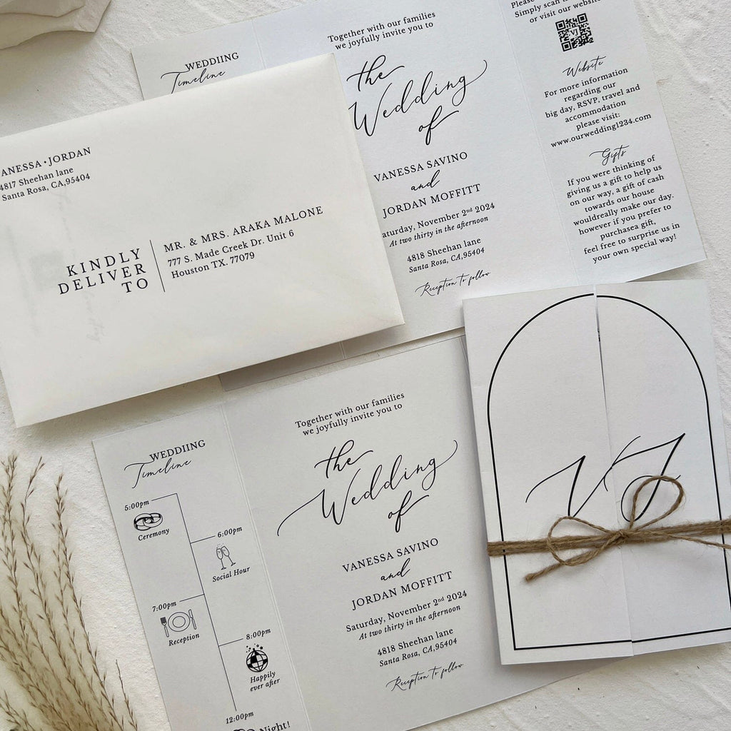 Gate fold Wedding Invitation, Modern Folded Wedding Invite, Tri-fold Card Wedding Ceremony Supplies Picky Bride