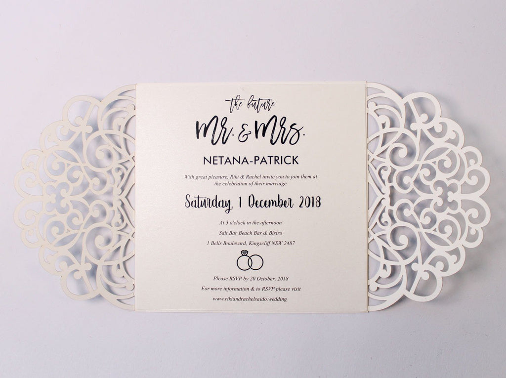 Glitter Silver Laser Cut Invitations With Envelopes for Luxury Wedding Picky Bride