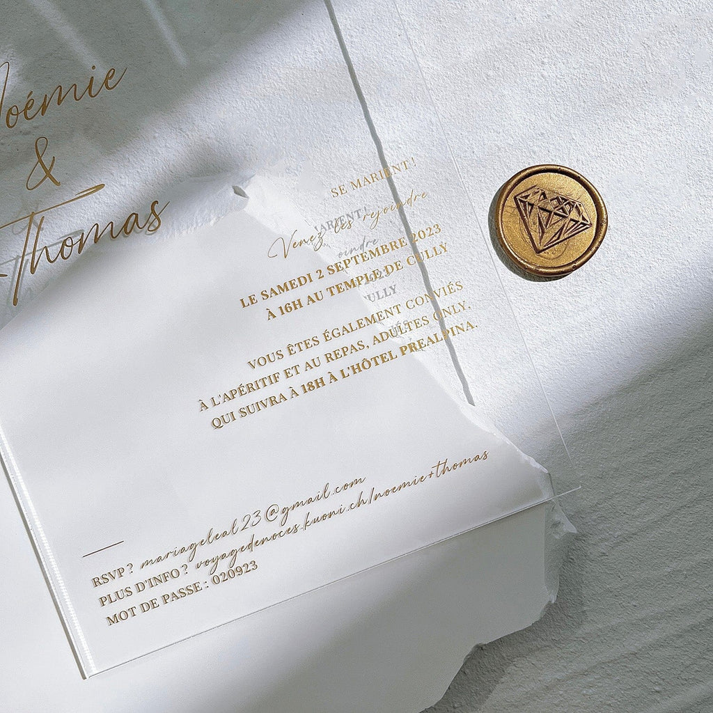 Gold Foil Clear Acrylic Wedding Invitations, Personalized Transparent Invitation Wedding Ceremony Supplies Picky Bride