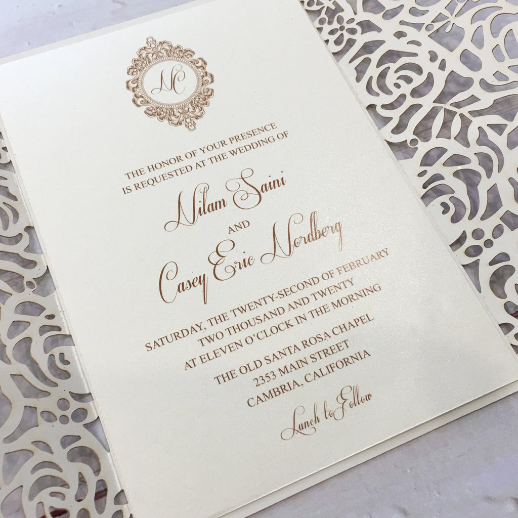 Gold Glitter Rose Wedding Invitation Picky Bride