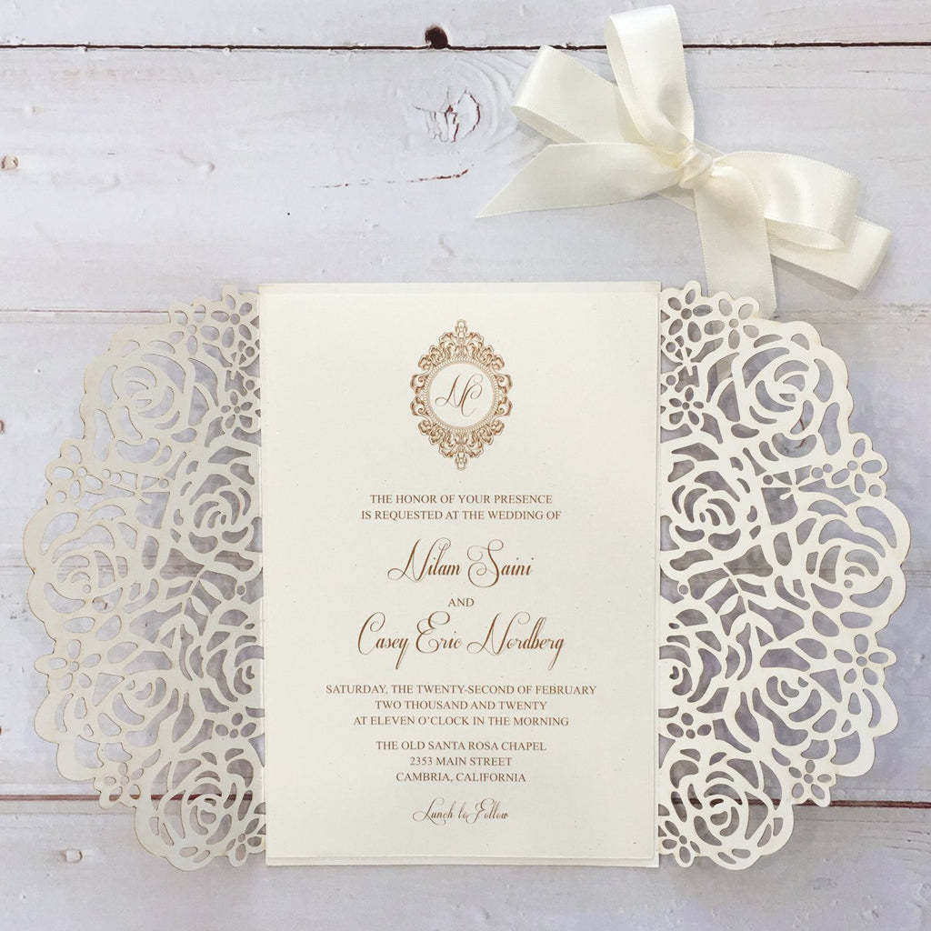 Gold Glitter Rose Wedding Invitation Picky Bride