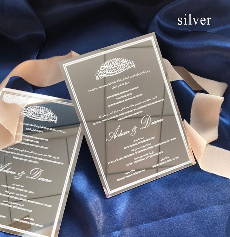Gold Mirror Acrylic Wedding Invitations Mirror Invitation Card Luxury Wedding Idea Picky Bride