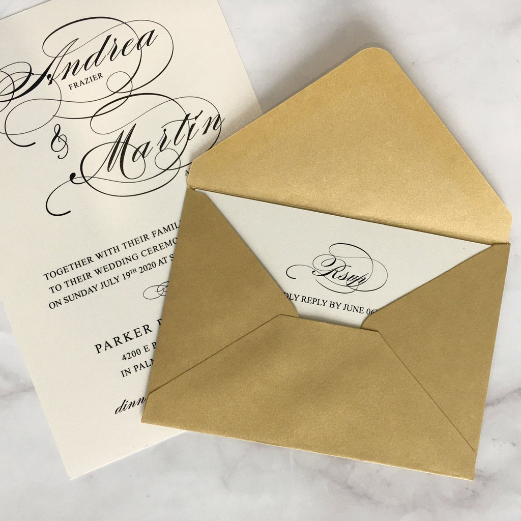 Gold Pocket Wedding Invitations Luxury Laser Cut Invitation Wedding Cards With RSVP Cards Picky Bride