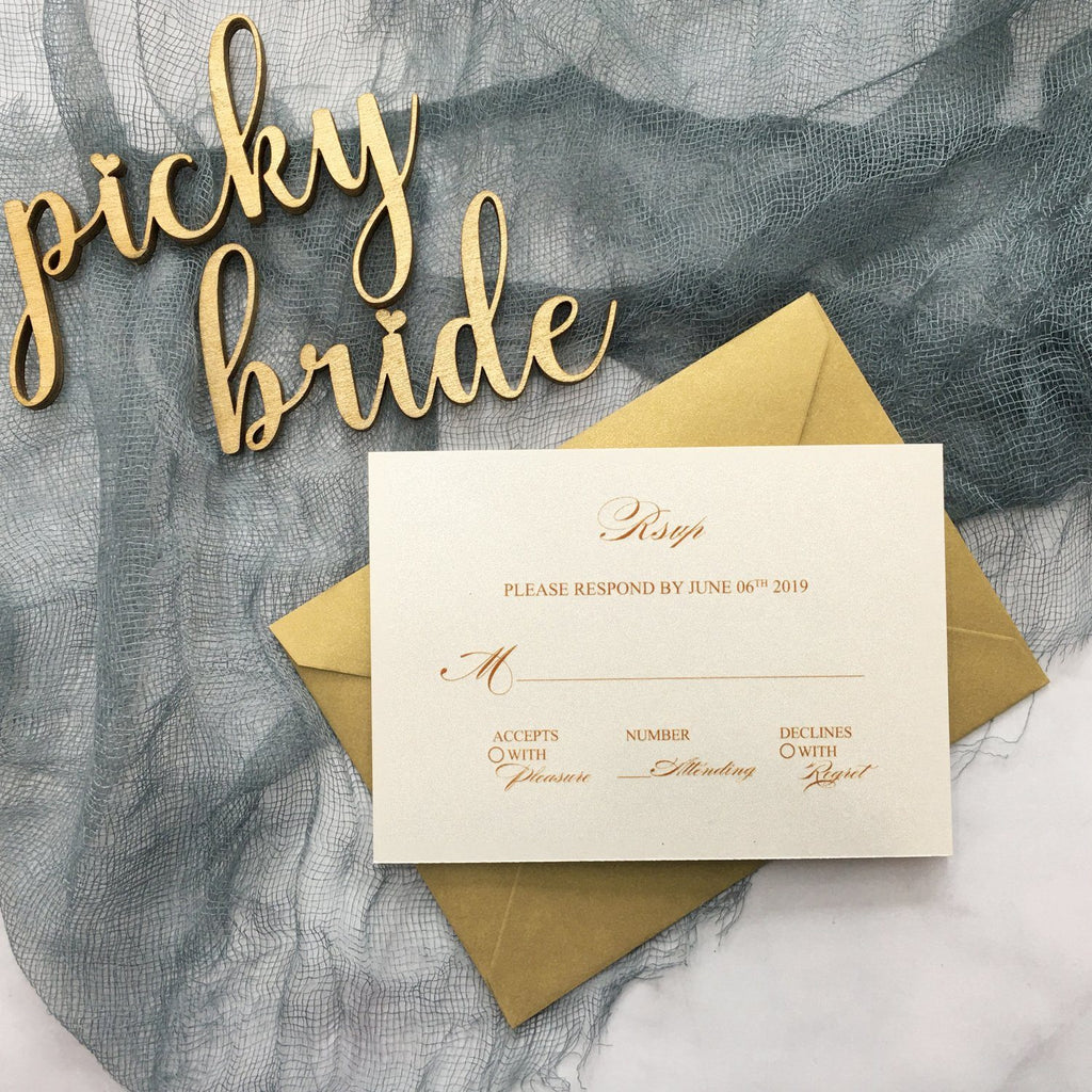 Gold Pocket Wedding Invitations Suite Elegant Laser Cut Invitation Wedding Cards Picky Bride