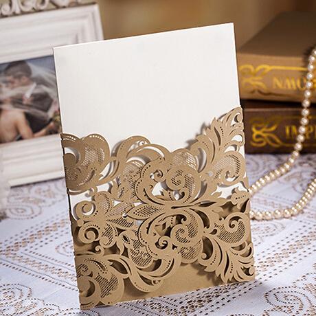 Golden Wedding Invitations with Envelopes and Seals - Set of 50 Picky Bride