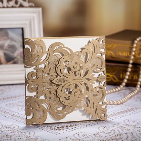 Golden Wedding Invitations with Envelopes and Seals - Set of 50 Picky Bride