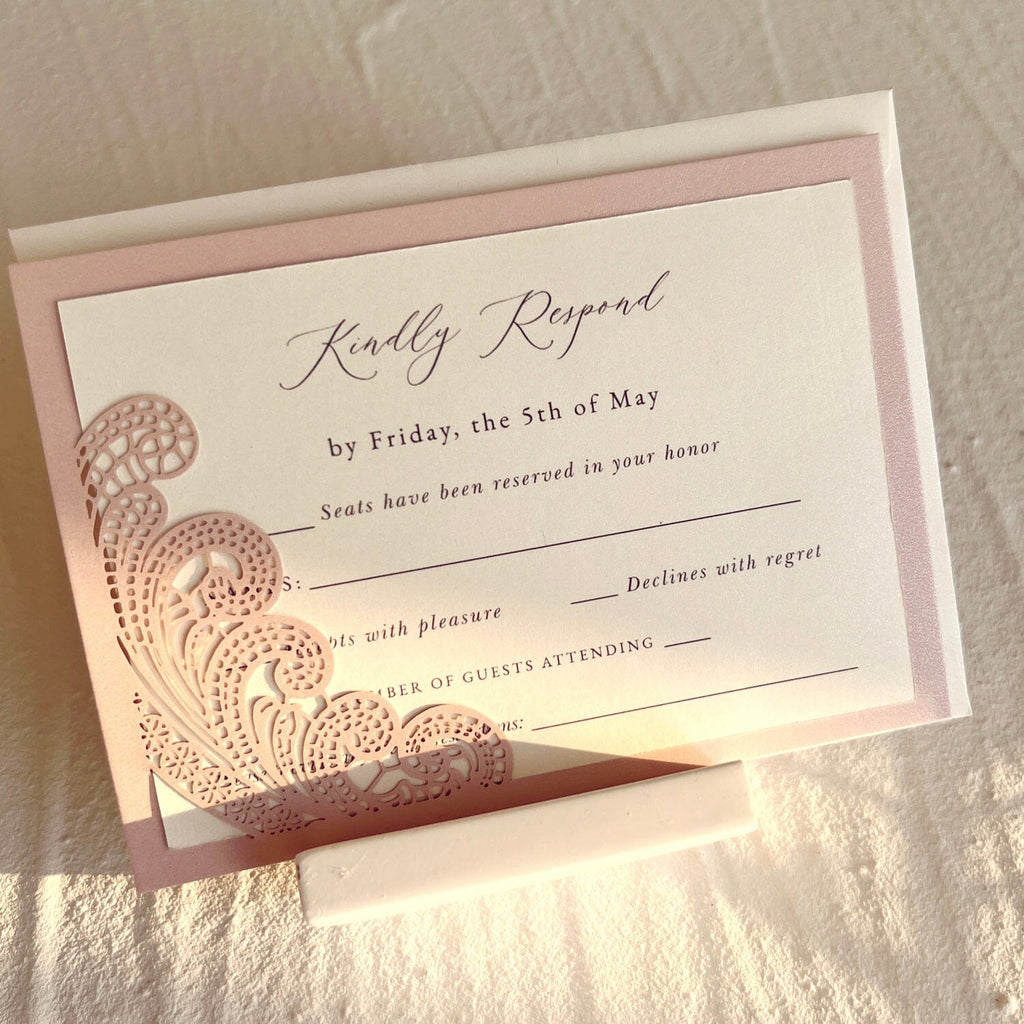 Ivory and Blush Pink Wedding Invitations Suite, Elegant Pale Pink Wedding Cards and RSVP Card, Laser Cut Details Cards Wedding Ceremony Supplies Picky Bride