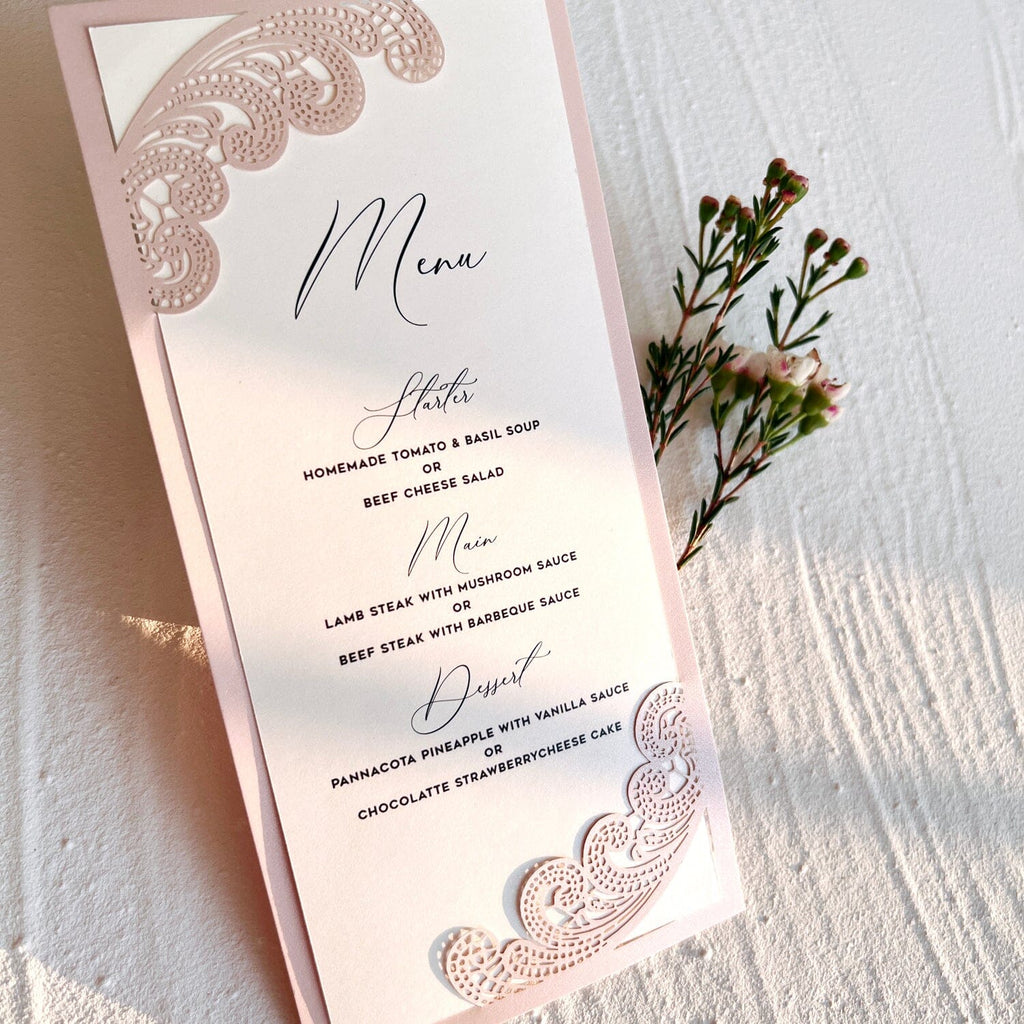 Ivory and Blush Pink Wedding Invitations Suite, Elegant Pale Pink Wedding Cards and RSVP Card, Laser Cut Details Cards Wedding Ceremony Supplies Picky Bride