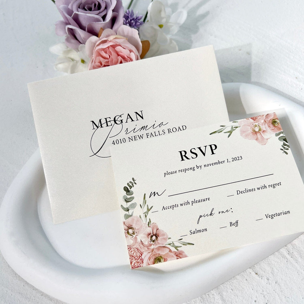 Ivory Pocket Floral Wedding Invitations and Enclosure Cards, Pampas Grass Invitation, Rustic Wedding Set Wedding Ceremony Supplies Picky Bride