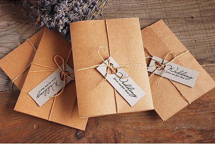 Kraft Pocket Wedding Invitations, Rustic Wedding Invites Custom Wording Print Picky Bride