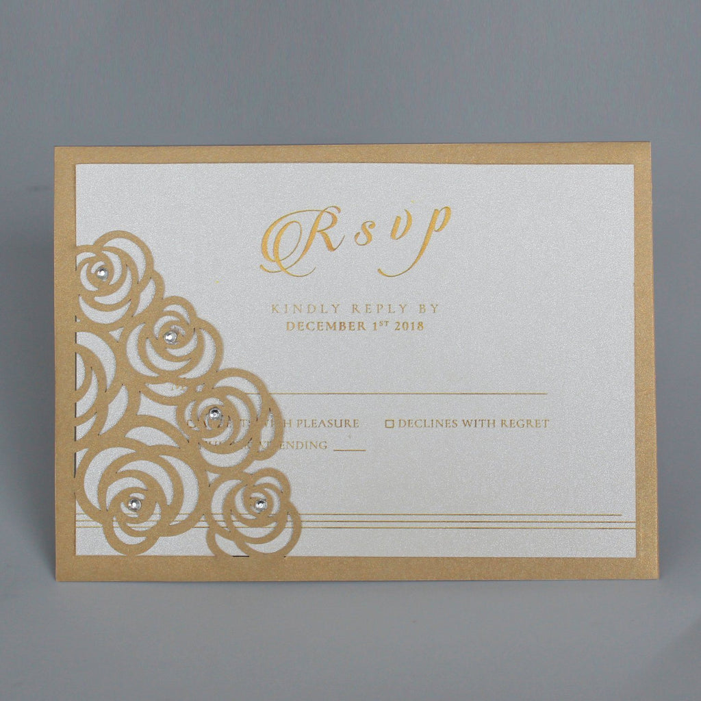Lace Pocket Wedding Invitation Gold Rose Wedding Invites Picky Bride