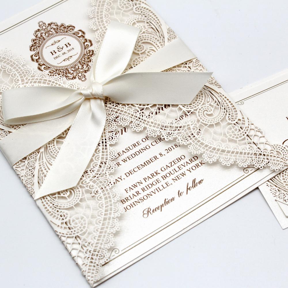 Lace Wedding Invitation, Pocket Wedding Invitation Picky Bride 