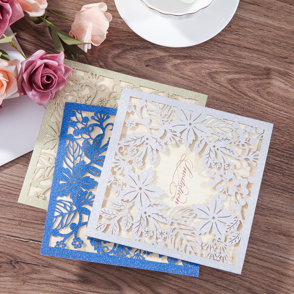 Laser Cut Glitter Invitations Fall Invite Cards, Wedding Invitation Customized Picky Bride