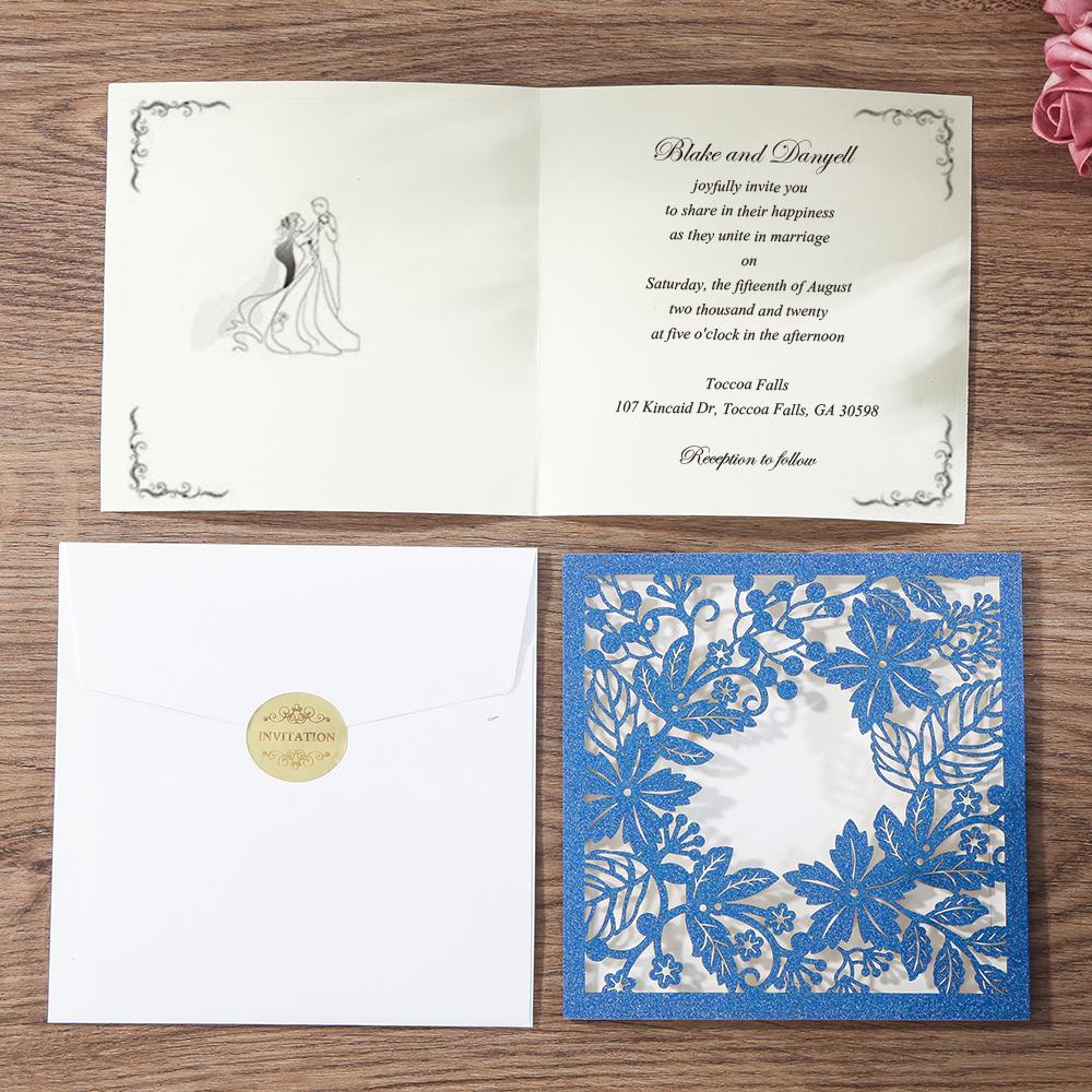 Laser Cut Glitter Invitations Fall Invite Cards, Wedding Invitation Customized Picky Bride